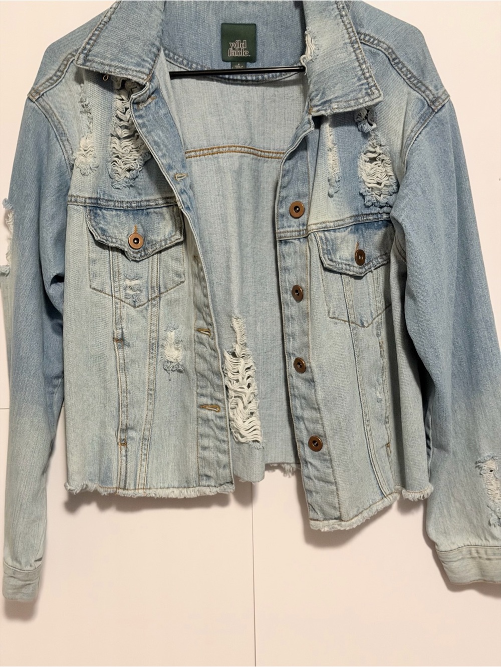 wild fable Distressed Light Blue Denim Jacket